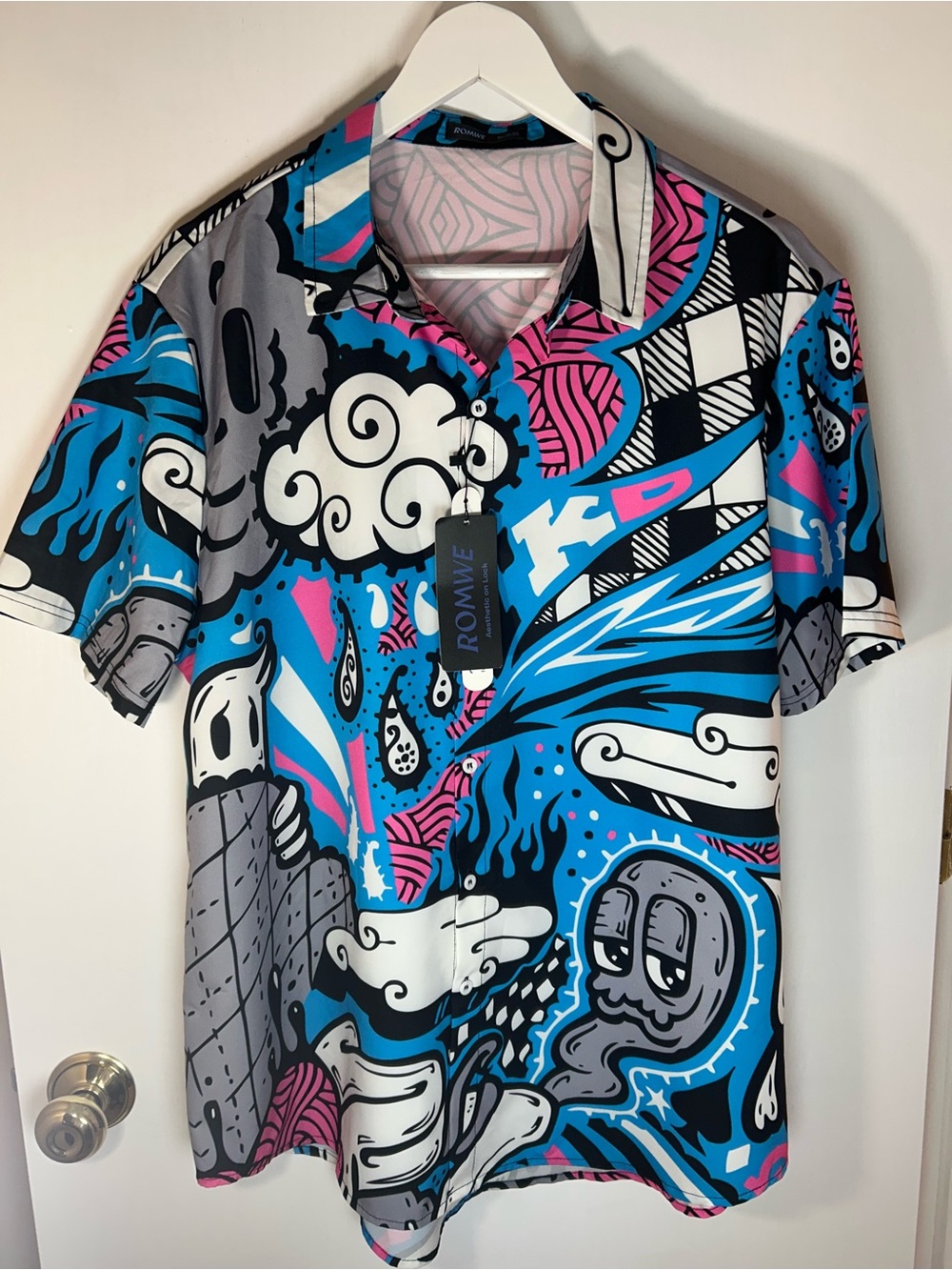 Romwe Men’s Street Life Guys Cartoon Graphic Size XL